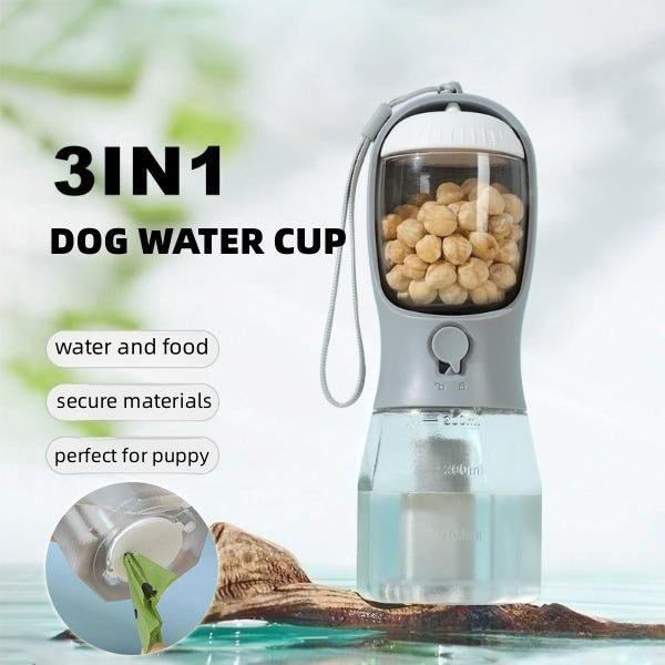 portable 3-in-1 pet water, food & waste cup - puphub