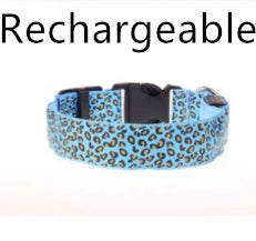 LED Dog Collar Safety Adjustable Nylon Leopard Pet Collar - puphub